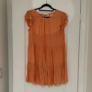 Wilfred Orange Tiered Ruffle-Sleeve Dress